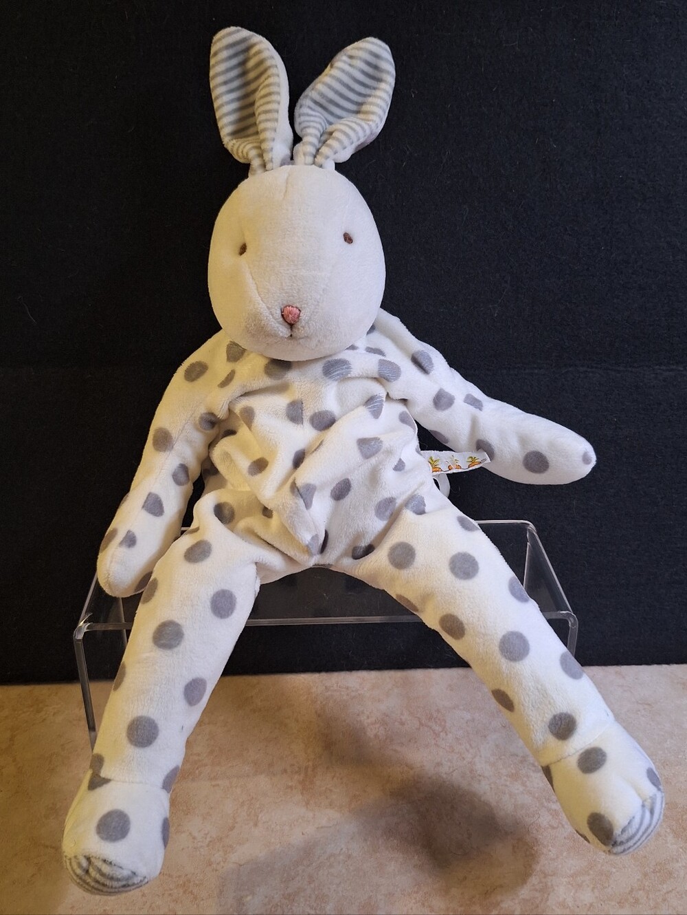 Bunnies By The Bay Big Bloom Buddy 14” Stuffed Plush Baby Toy Polka Dots Stripes